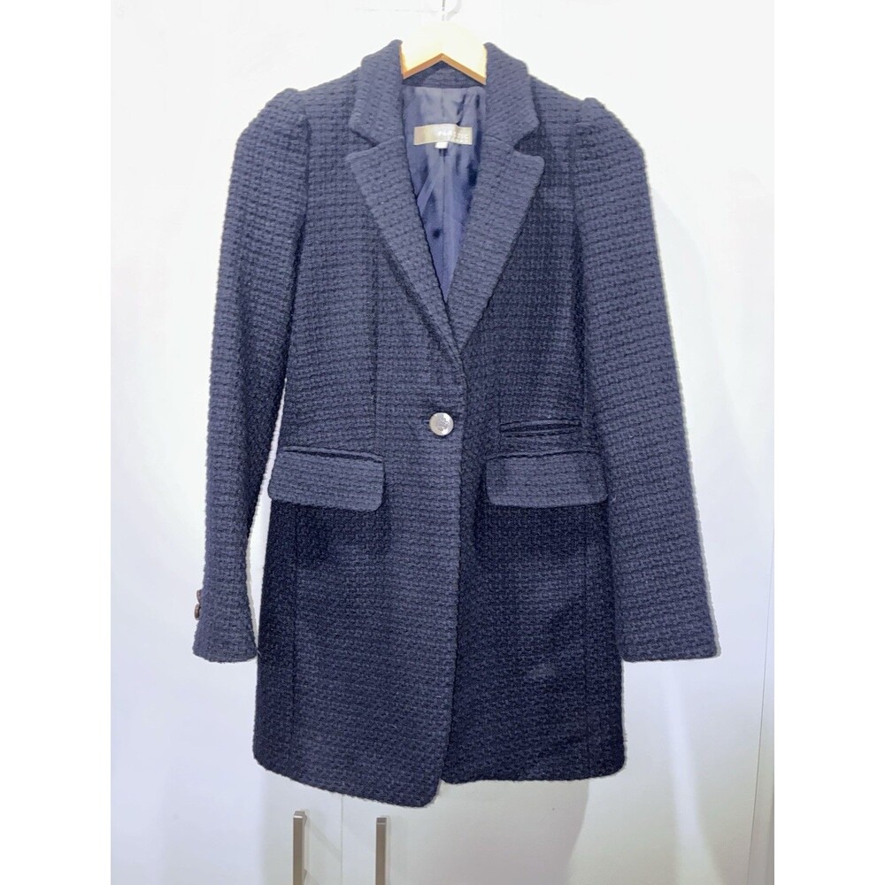Plastic Island Navy Textured Wool Blend Coat Women’s US 2/4 Classic Button Front